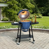 Sunjoy 20IN Egg-shaped Grill with Pizza Plate, Navy Blue