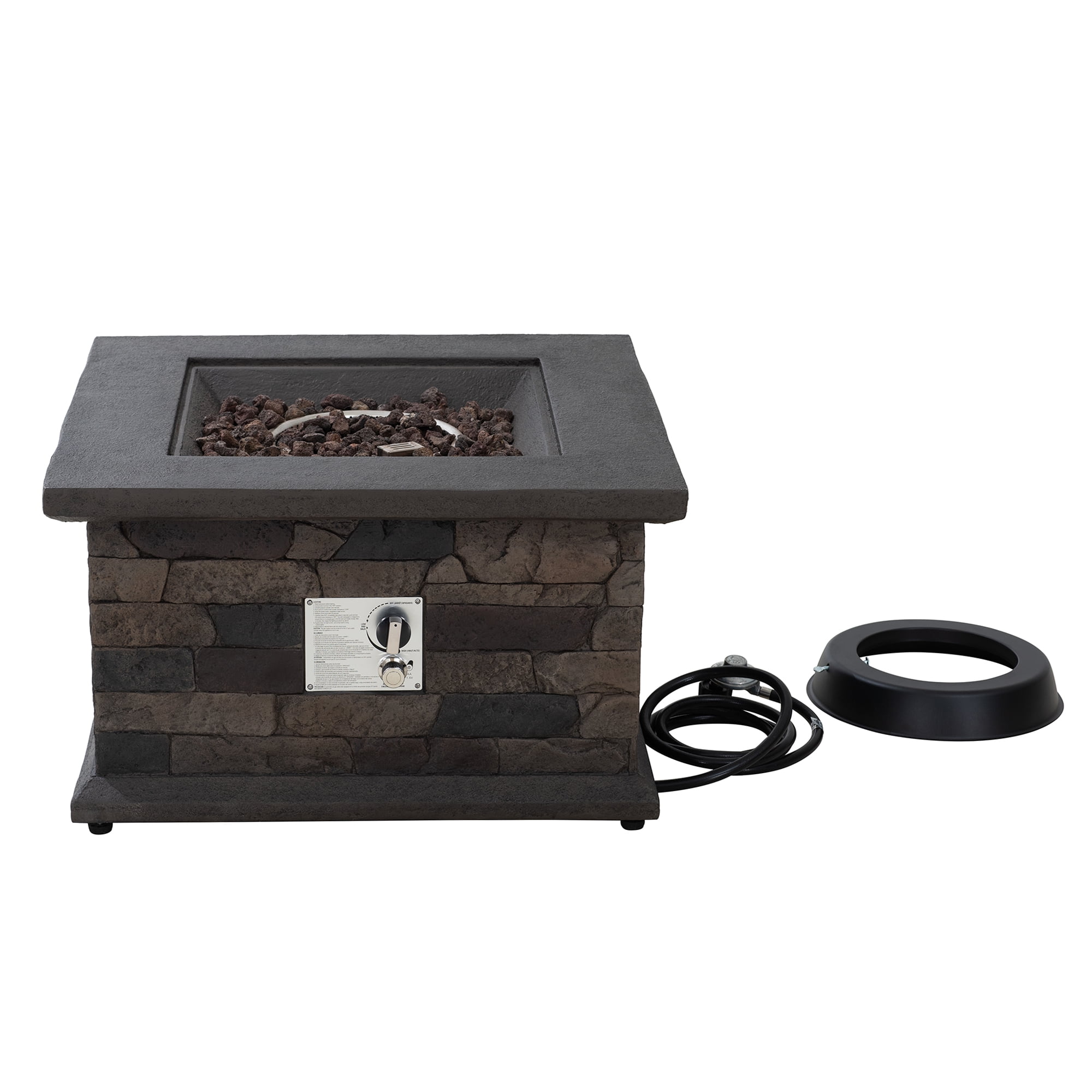 Sunjoy 28 in. Smokeless Firepit Outdoor Propane Gas Slate Square LP