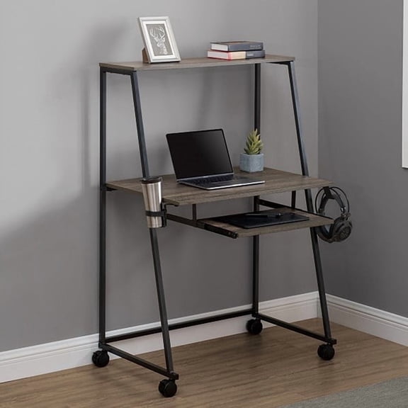 Sunjoy 33 Inch Ladder Desk with Shelves and Drawer Computer Study Writing Desk Table For small spaces Home, Brown