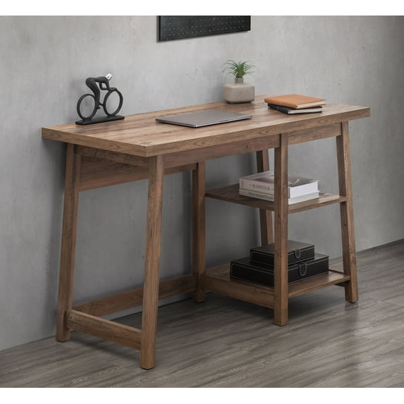 Sunjoy 46’’ Industrial Design Home Office Computer Desk Sturdy Simple Rustic Workstation Writing Study Table with Storage Shelves, Bookshelf