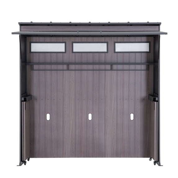 SUNJOY 7' x 3' Outdoor Kitchen / Grill Station with Overhead Lift-Up Door & Folding Sliding Doors for Compact Space