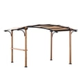 thumbnail image 1 of Sunjoy 8.5 ft. x 13 ft. Steel Arched Pergola with Natural Wood Looking Finish and Tan Shade, 1 of 8