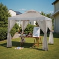 thumbnail image 1 of Sunjoy 8’ x 8’ Outdoor Patio Gazebo, Outdoor Backyard Modern 2-Tier Steel Frame Soft Top Gazebo with Mesh Netting - Beige & White, 1 of 11