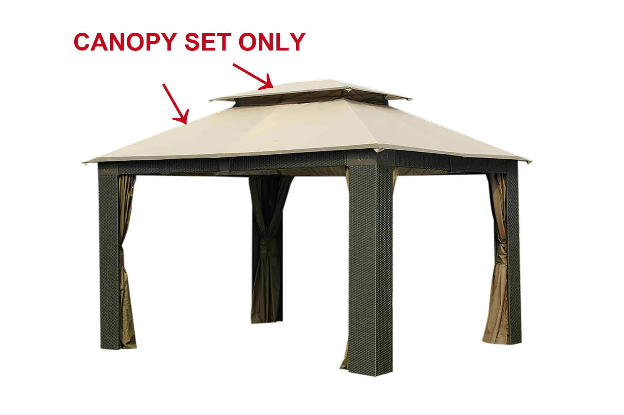 Sunjoy ANTIGUA WICKER GAZEBO Canopy setBrownOringal Fabirc