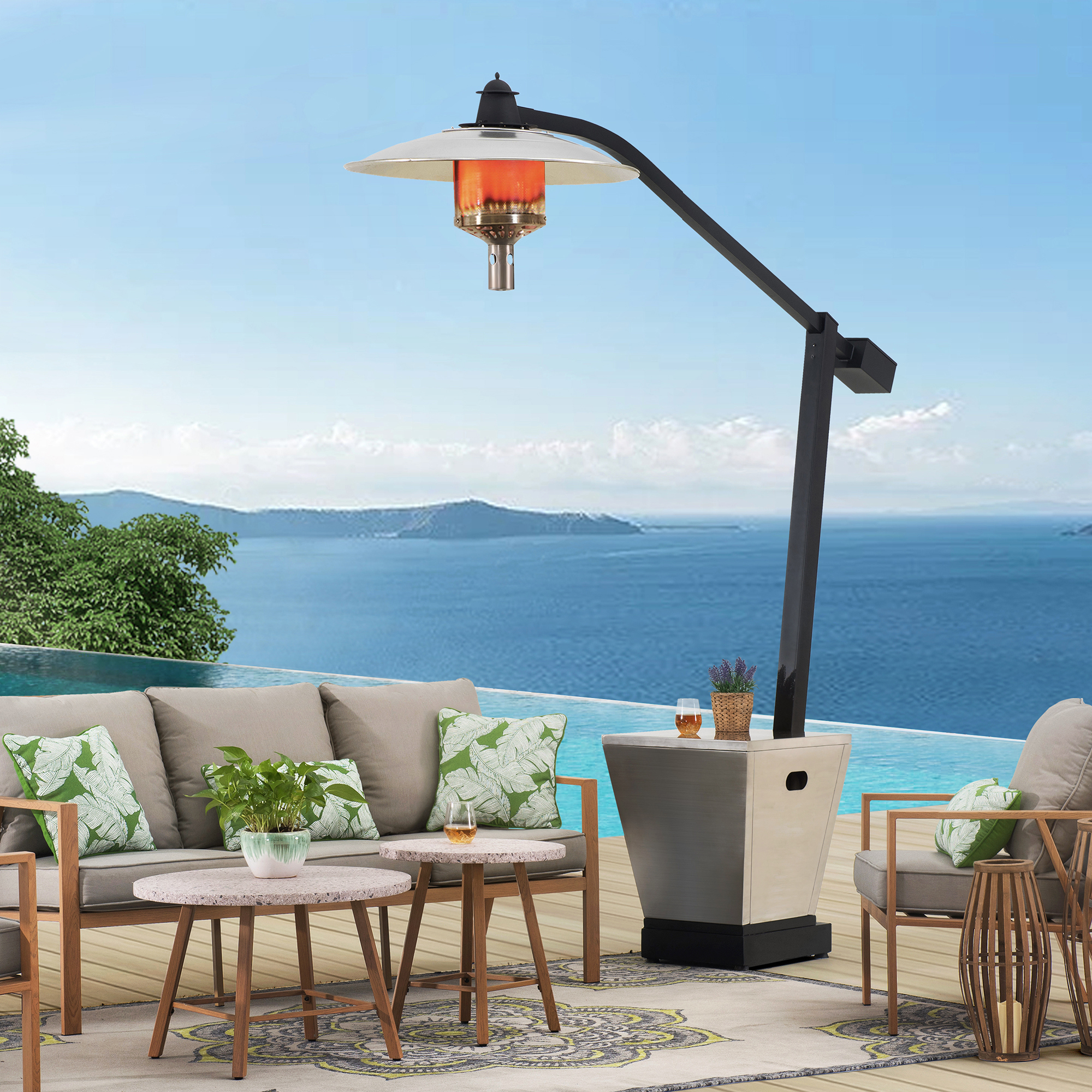Sunjoy AmberCove Cartwell 45,000 BTU Matte Black Steel Outdoor Patio