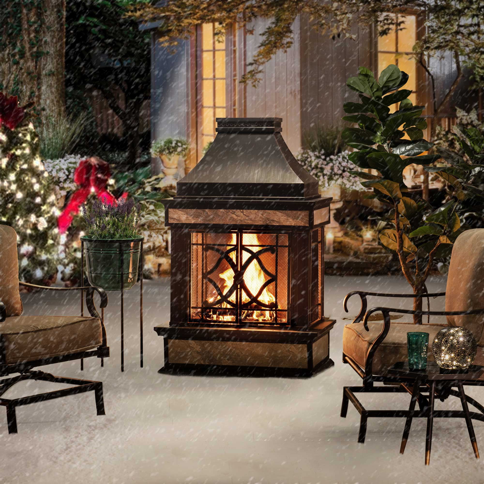 Sunjoy Cole Wood Burning Fireplace - Black Sunjoy Cole Wood Burning Fireplace - Black