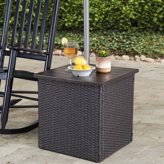 Sunjoy Combination Umbrella Stand Side Table - Brown