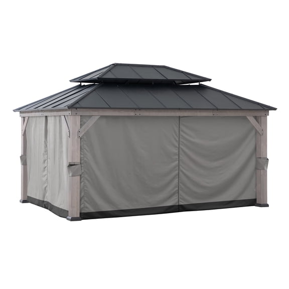 Sunjoy Gazebo Universal Replacement Privacy Curtain,Waterproof Privacy Curtains 4-Panel Screen Walls for 12 x 16 ft Gazebo, Patio & Backyard Protection