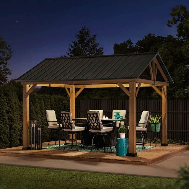 Sunjoy Helena Collection 11 x 13 ft. Outdoor Patio Premium Cedar Wood