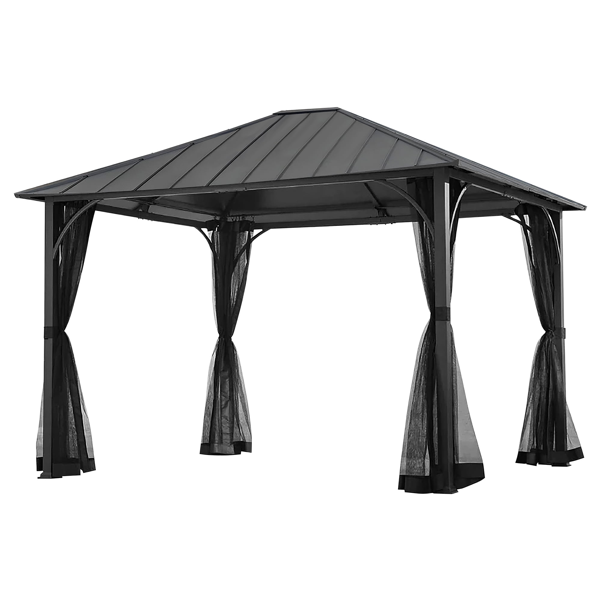 Sunjoy Hildreth 11 x 13 Foot Screened Gazebo Canopy Outdoor Pergola