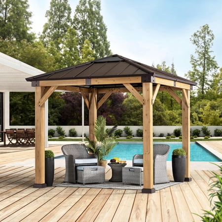 Sunjoy Hip 9 x 9 ft. Polycarbonate Hardtop Cedar Framed Gazebo