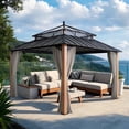 thumbnail image 1 of Sunjoy 12x12 Gazebo, Steel & PC Roof Hardtop Gazebo with Curtain and Netting,Kingston Series, Aluminum Posts, 1 of 18