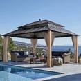 thumbnail image 1 of Sunjoy 16x12 Outdoor Gazebo, Steel Hardtop Gazebo with Curtain and Netting, Woodgrain Aluminum Posts,ingston Series, 1 of 18