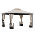 thumbnail image 1 of Sunjoy Bloomsbury 11 ft. x 13 ft. Beige and Black Steel Gazebo with 2-tier Hip Roof with Mosquito Netting and Curtain, 1 of 5