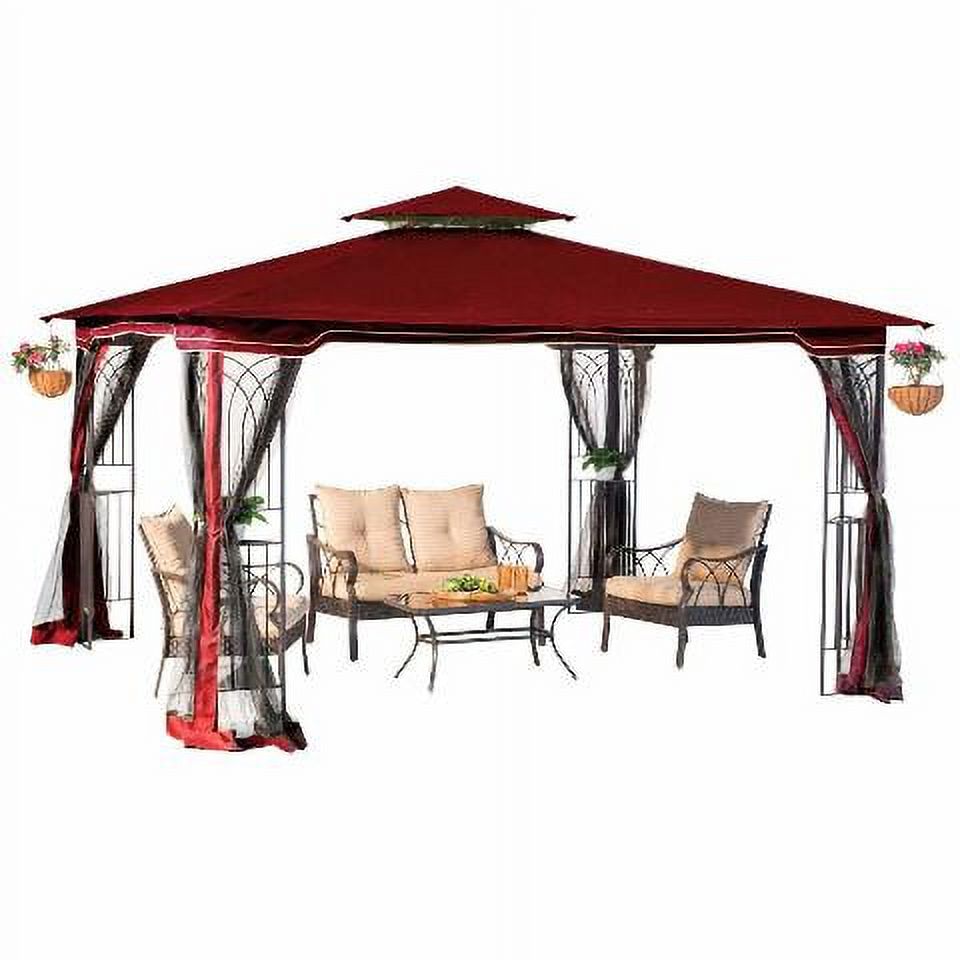 Sunjoy Regency 10x12 Gazebo with Mosquito Netting, Plant Rings, Corner