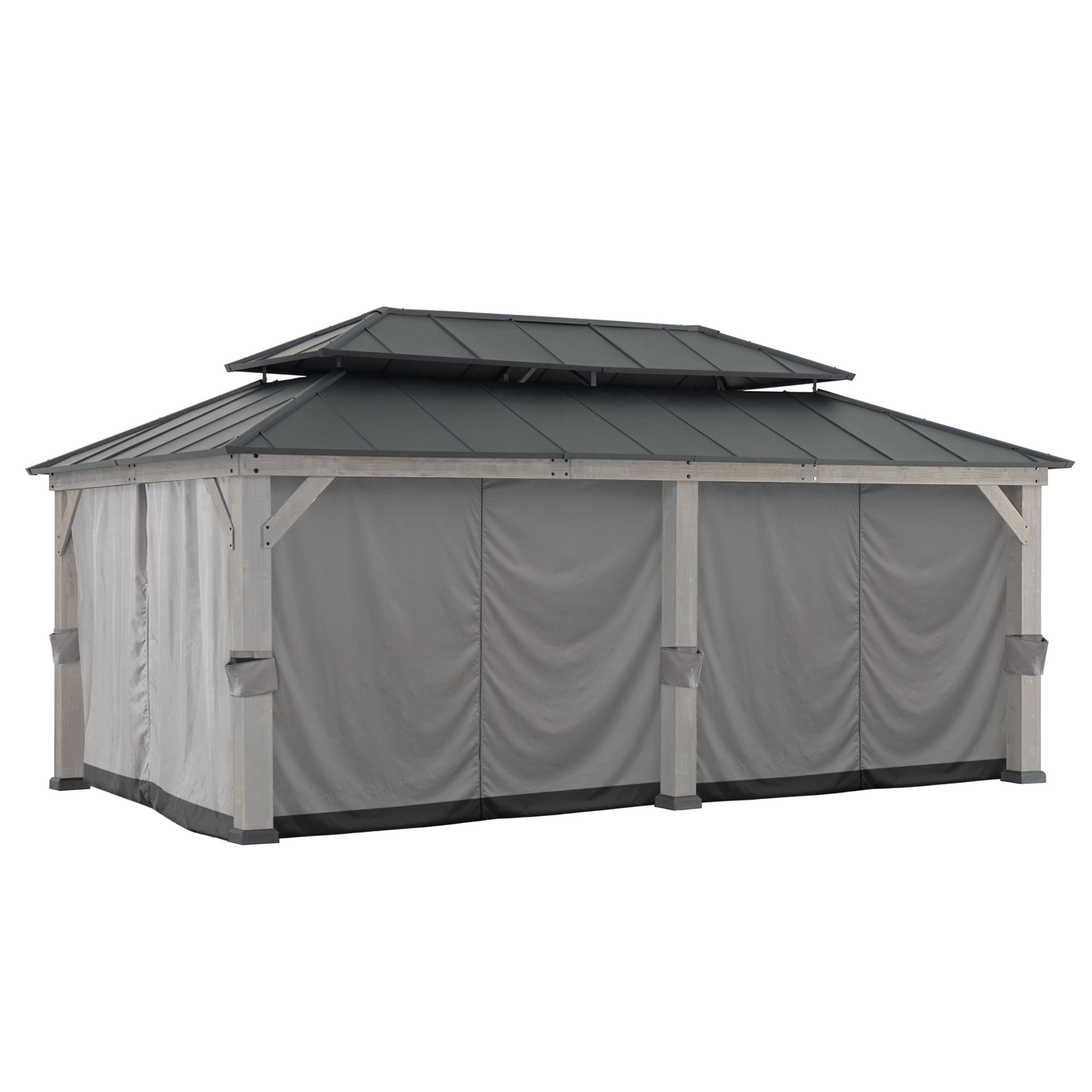 Sunjoy Replacement Gazebo Curtain Panles,Waterproof 6-Panel Screen Walls Outdoor Curtain for 12 x 20 ft Gazebo, Patio & Backyard Protection