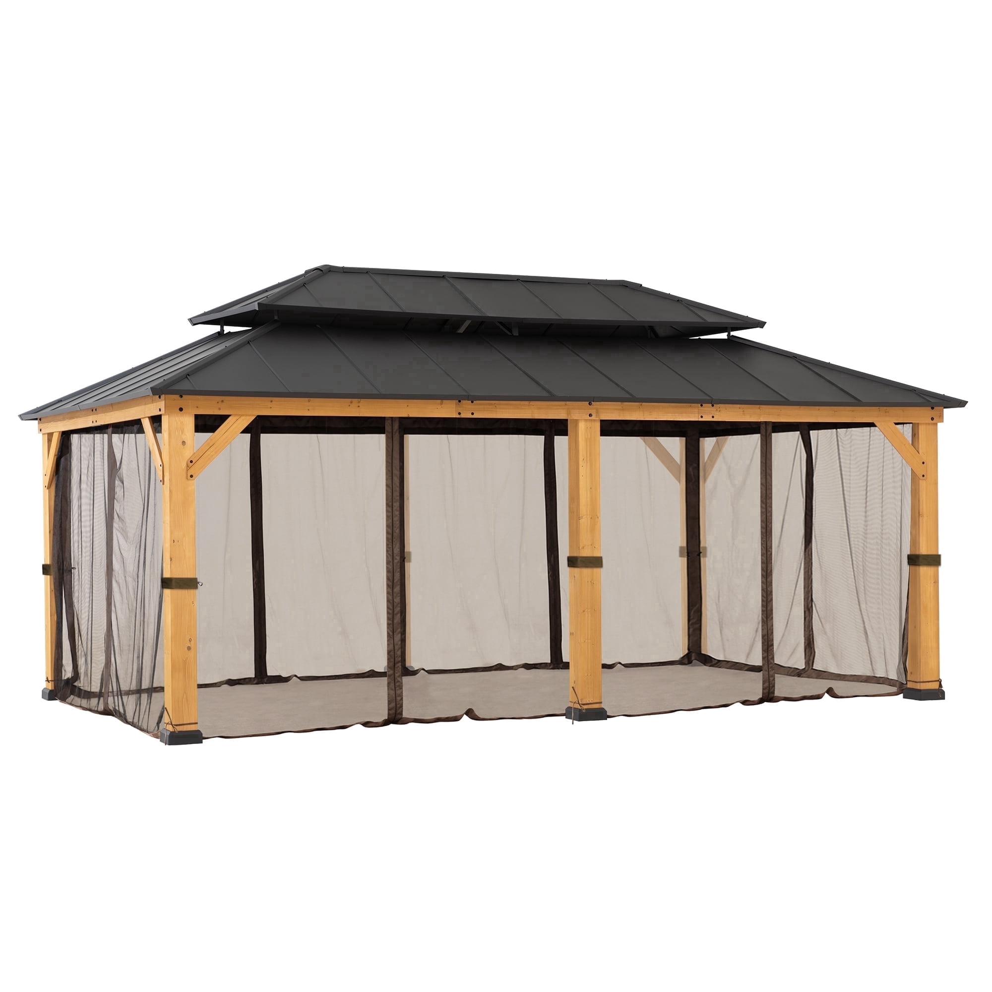 Sunjoy Replacement Gazebo Mosquito Netting Outdoor Panles,Waterproof 6- Panel Screen Walls for 12 x 20 ft Gazebo, Patio & Backyard Protection
