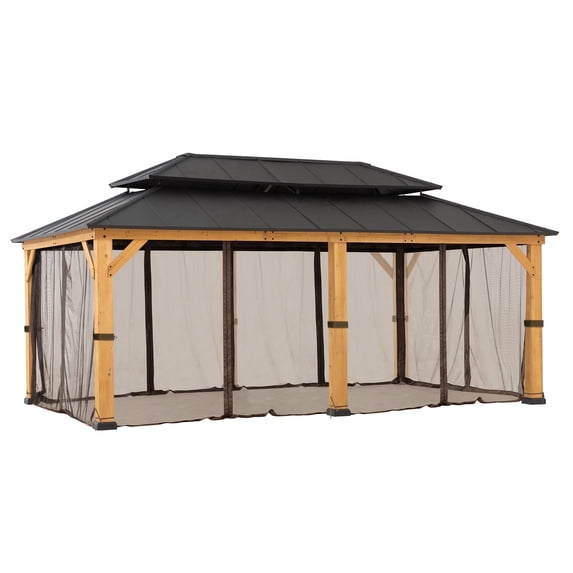 Sunjoy Replacement Gazebo Mosquito Netting Outdoor Panles,Waterproof 6- Panel Screen Walls for 12 x 20 ft Gazebo, Patio & Backyard Protection