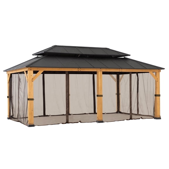 Sunjoy Replacement Gazebo Mosquito Netting Outdoor Panles,Waterproof 6- Panel Screen Walls for 12 x 20 ft Gazebo, Patio & Backyard Protection