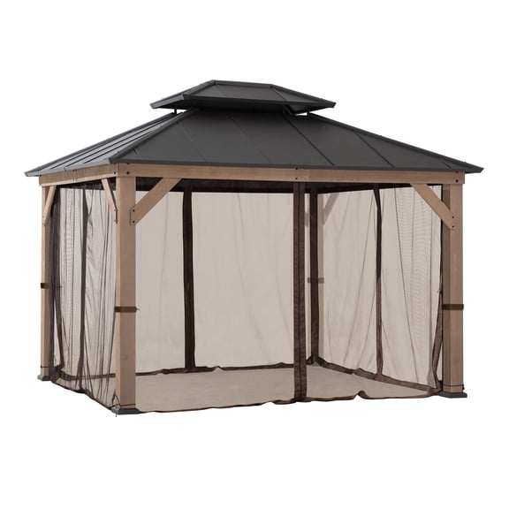 Sunjoy Replacement Mosquito Netting Panles,Waterproof 4-Panel Screen Walls for 10 x 12 ft Gazebo, Patio & Backyard Protection