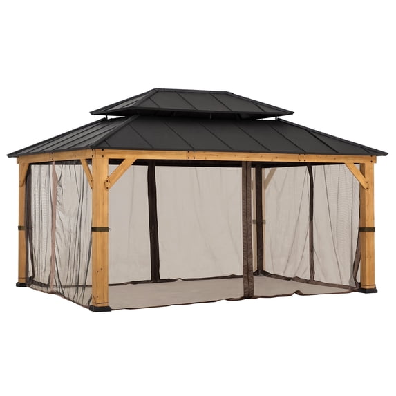 Sunjoy Replacement Mosquito Netting Panles,Waterproof 4-Panel Screen Walls for 12 x 16 ft Gazebo, Patio & Backyard Protection