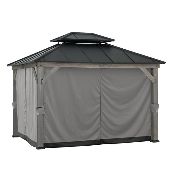 Sunjoy Replacement Universal Curtains Panles,Waterproof Gazebo Privacy Curtain, 4-Panel Screen Walls for 10 x 12 ft Gazebo, Patio & Backyard Protection