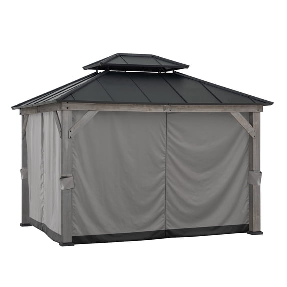 Sunjoy Replacement Universal Curtains Panles,Waterproof Gazebo Privacy Curtain, 4-Panel Screen Walls for 10 x 12 ft Gazebo, Patio & Backyard Protection