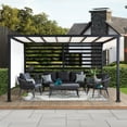 thumbnail image 1 of Sunjoy 10 ft. x 12 ft. Modern Metal Pergola with White Adjustable Garden Shade, 1 of 12