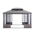 thumbnail image 1 of Sunjoy Sheridan 12 ft. x 14 ft. Brown Steel Screenhouse with 2-tier Hardtop, 1 of 7