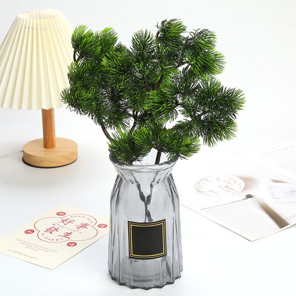 Sunjoy Tech 1 Branch 45 Leaves Simulation Plant No Watering Decorative Plastic Artificial Plants Fake Pine Needles Home Decor for Daily Life