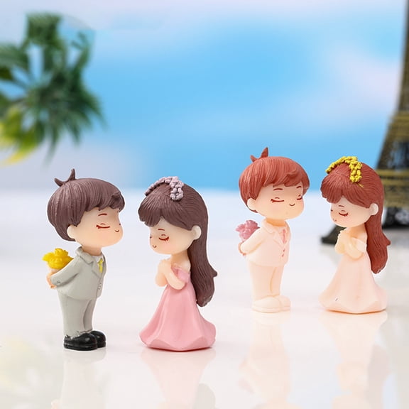 Sunjoy Tech 1 Pair Couple Figures Marry Clear Texture Cartoon Anti-crack Standing Decorate Scene Layout Proposal Wedding Couple Ornaments Home Decoration