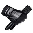 thumbnail image 1 of Sunjoy Tech 1 Pair Men Gloves Windproof Full Finger Plush Lining Faux Leather Waterproof Anti Skid Gloves for Outdoor, 1 of 2