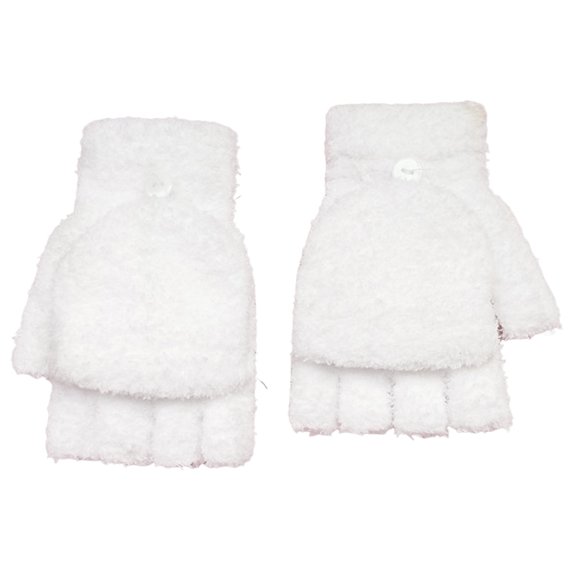 Sunjoy Tech 1 Pair Women Gloves Half Finger Flip Fuzzy Solid Color Stretchy Keep Warm Super Soft Autumn Winter Lady Writing Gloves for Going Out