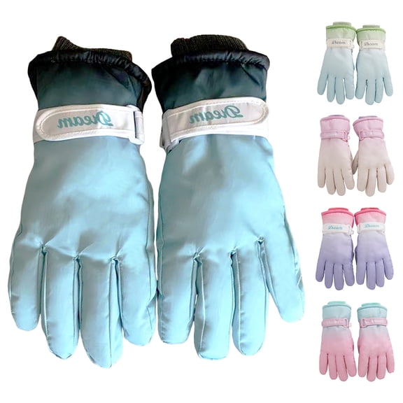 Sunjoy Tech 1 Pair Women Ski Gloves Gradient Color Windproof Plush Lining Anti Skid Winter Gloves for Snowboard Cycling Climbing