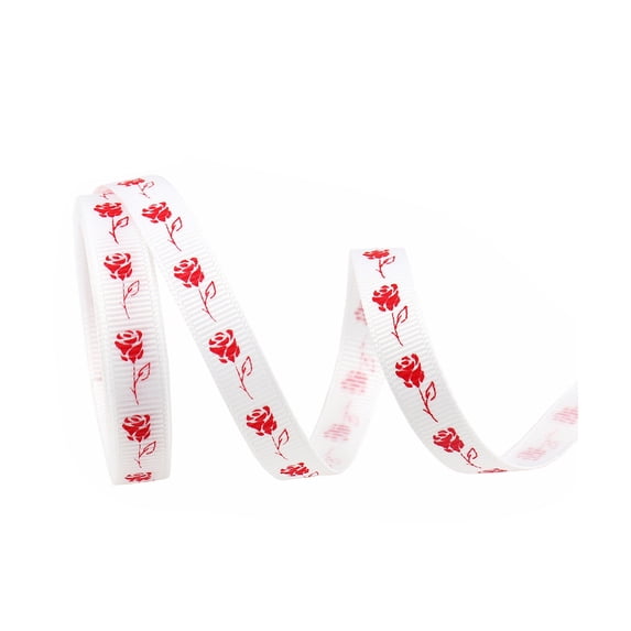 Sunjoy Tech 1 Roll 29.5ft DIY Ribbon Anti-fading Elegant Love Heart Pattern Trims Printed Grosgrain Ribbon Festival Decoration