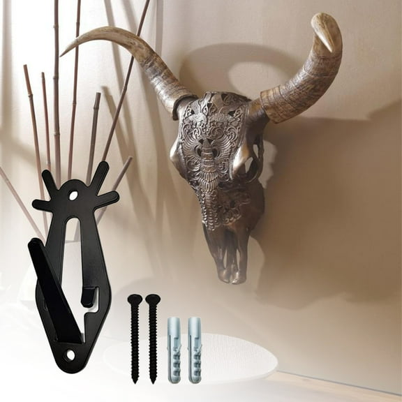 Sunjoy Tech 1 Set Deer Skull Mount Strong Load Bearing Metal Wall Mount Animal Skull Display Stand Home Supply