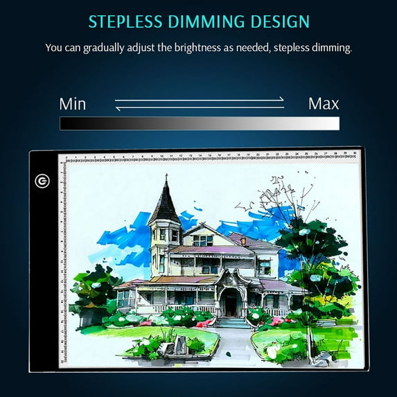 Sunjoy Tech 1 Set LED Copy Board Dimmable Multipurpose Ultra-thin Easy Carrying Plug-and-Play Create Paintings A4 LED Tracing Light Pad Drawing Board with Scale for Home