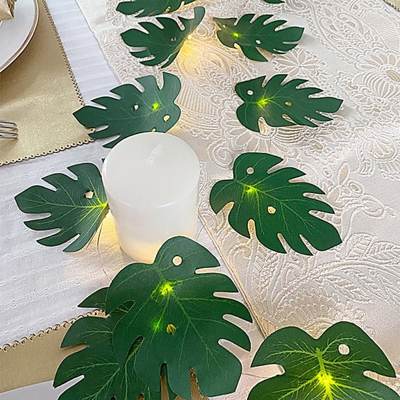 Sunjoy Tech 1 Set String Light Turtle Leaves Shape Radiation Free Faux Silk Flower LED Fairy Curtain String Light Wedding Decor for Office