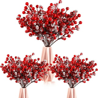 10PCS Christmas Berries Branches Simulated Berry Artificial Plant Foam  Beans Party Supplies Festival Desktop Ornament Wedding Favor