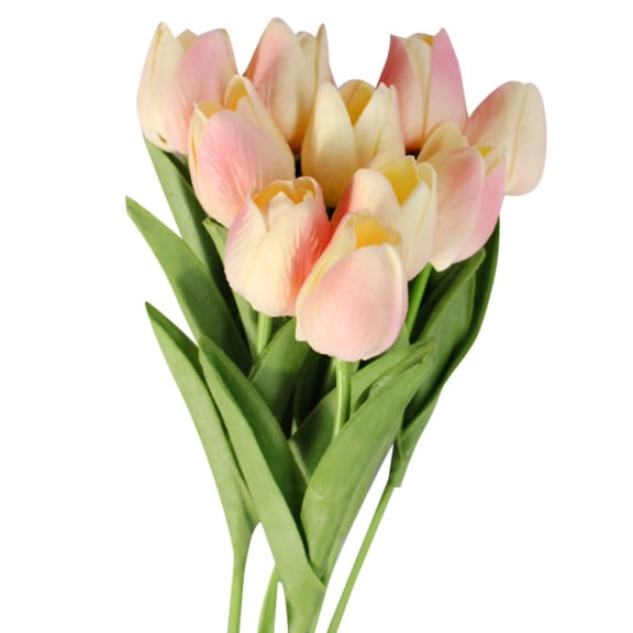 Sunjoy Tech 10 Pcs Tulips Artificial Flowers Faux Tulip Stems for Easter Spring Wreath Wedding Bouquet Centerpiece Floral Arrangement Cemetery Table Décor 14" Tall