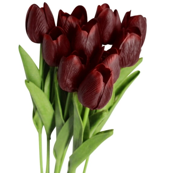 Sunjoy Tech 10 Pcs Tulips Artificial Flowers Faux Tulip Stems for Easter Spring Wreath Wedding Bouquet Centerpiece Floral Arrangement Cemetery Table Décor 14" Tall