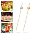 thumbnail image 1 of Sunjoy Tech 100Pcs Fancy Bamboo Cocktail Picks with Gold Ball End Biodegradable Environmentally Friendly Bamboo Fruit Fork, 1 of 7