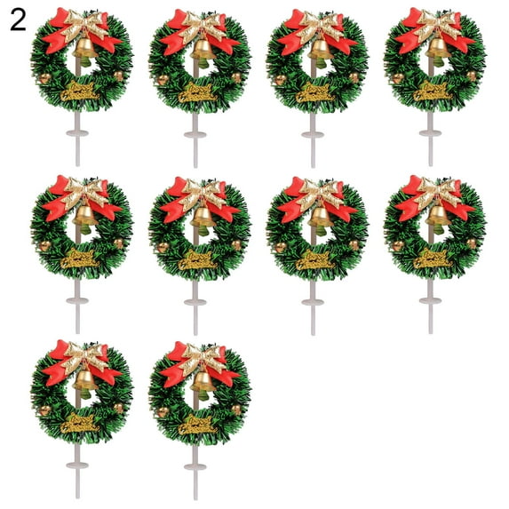 Sunjoy Tech 10Pcs Cake Topper with Stick Xmas Themed Plastic Easy to Use Cake Insert Cards Decoration Supplies