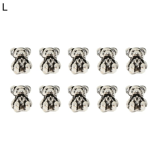 Sunjoy Tech 10Pcs Nail Art Decor Gloss Non-falling Three-dimensional Punk Style DIY Vintage Silver Alloy Jewelry Heart Star Bow Bear Nail Art Charm Nail Salon Supply