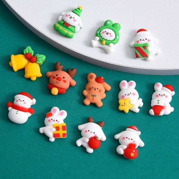 Sunjoy Tech 10Pcs Resin Charms Cartoon Vivid Appearance DIY Bunny Charm Phone Case Refrigerator Magnet Accessories for Kids