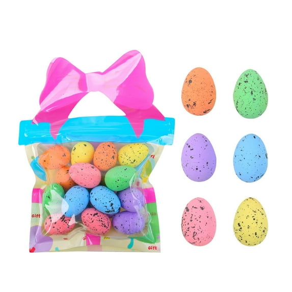 Sunjoy Tech 18Pcs Easter Foam Eggs DIY Colored Eggs Easter Basket Fillers Spotted Eggs for Easter Egg Hunt Wreaths Decor