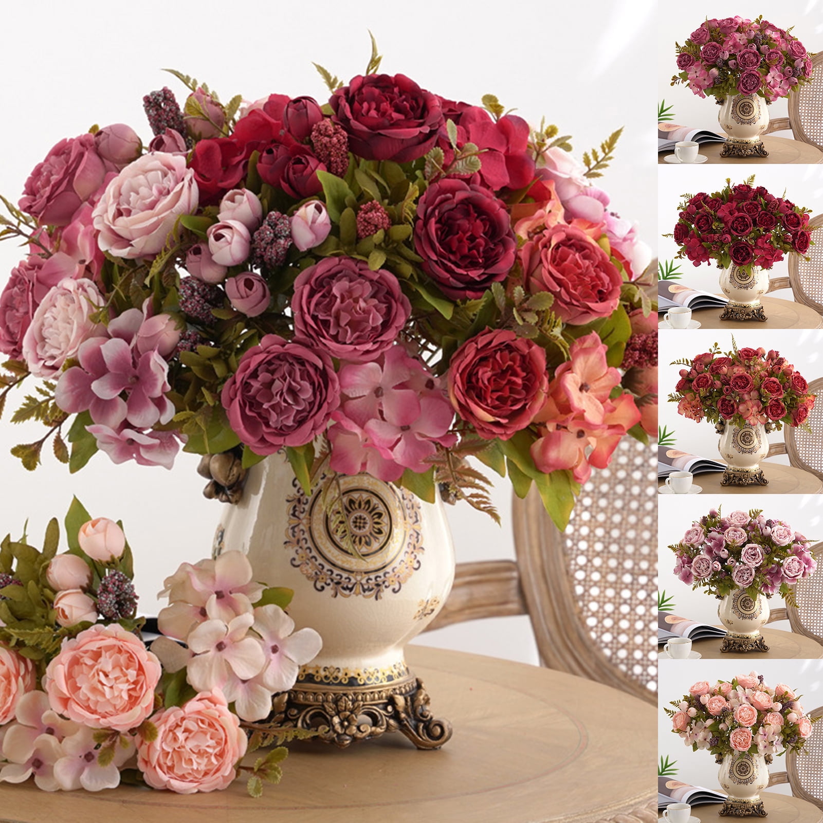 Sunjoy Tech 1Pc 7 Forks Artificial Flower European Style Realistic