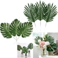 thumbnail image 1 of Sunjoy Tech 22PCS Artificial Palm Leaves Faux Monstera Leaves Stems Tropical Plant Simulation Safari Leaves for Hawaiian Party Jungle Beach Theme Party Table Leave Decorations, 1 of 8