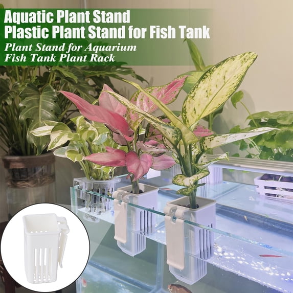 Sunjoy Tech 2Pcs Aquatic Plant Stands,Hydroponic Plants Baskets,Aquarium Flowerpot Plastic Hanger Fish Tank Decorations