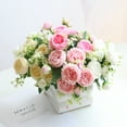 thumbnail image 1 of Sunjoy Tech 2Pcs Artificial Rose Flowers Decoration Pastoral Style Floral Scene Layout Props Faux Silk Flower Bouquet Arrangement Wedding Holiday Party Table Centerpieces Home Decoration, 1 of 7